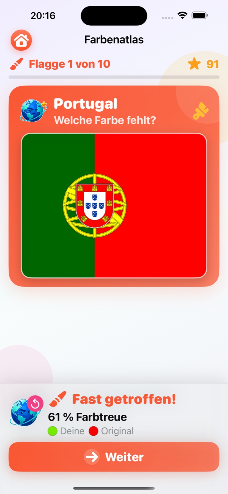Farbenatlas zum spielerischen Rekonstruieren einer Flagge