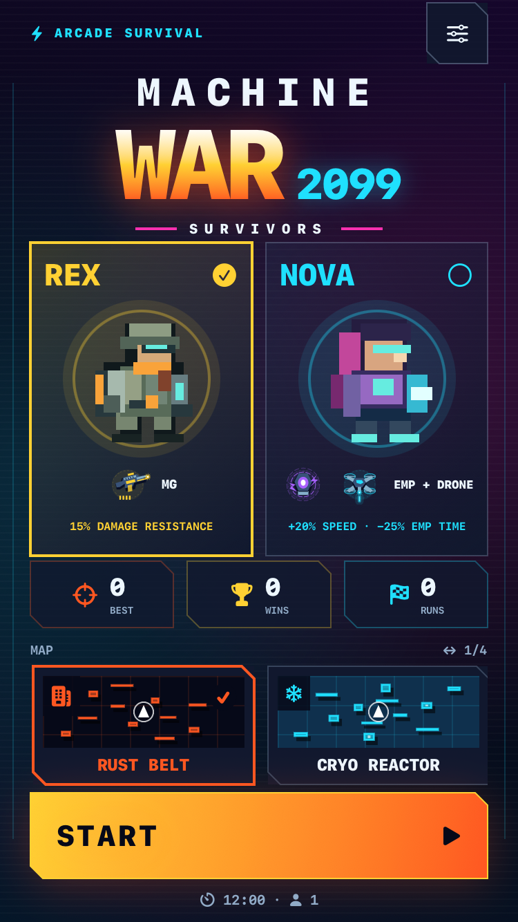Machine War 2099 Charakterauswahl